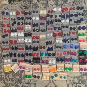 Assorted Vintage Lot of Lightweight Metal Geometric Post Earrings for Resale